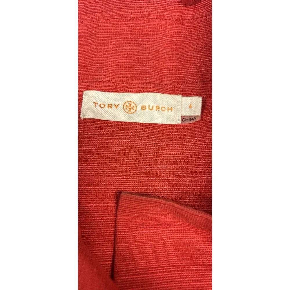 Tory Burch Blazer Womens 4 Cropped Silhouette 3/4 Sleeves Collard Snap Buttons